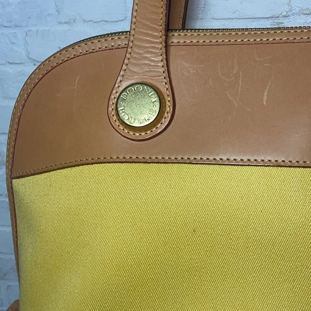 Dooney & Bourke Alma Leather Canvas Satchel Handbag Purse with Removable Strap